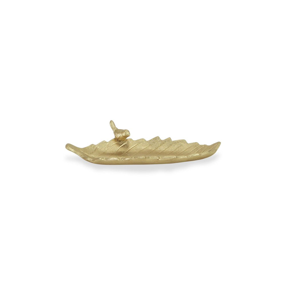 10" Gold Cast Iron Leaf Vanity Tray HomeRoots