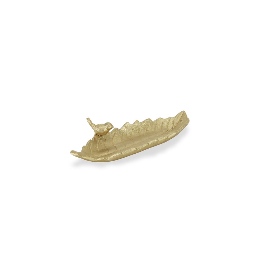 10" Gold Cast Iron Leaf Vanity Tray HomeRoots