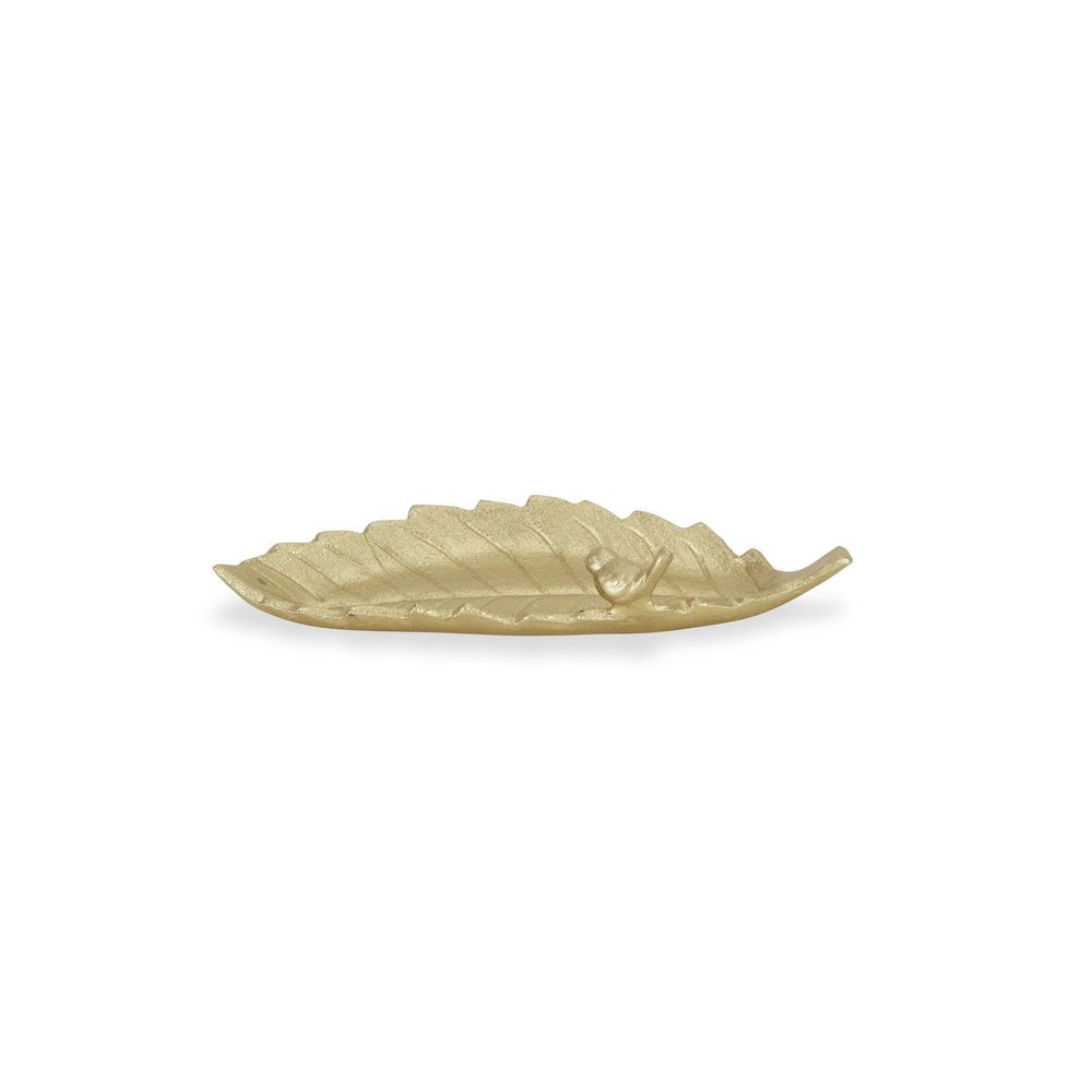 10" Gold Cast Iron Leaf Vanity Tray HomeRoots