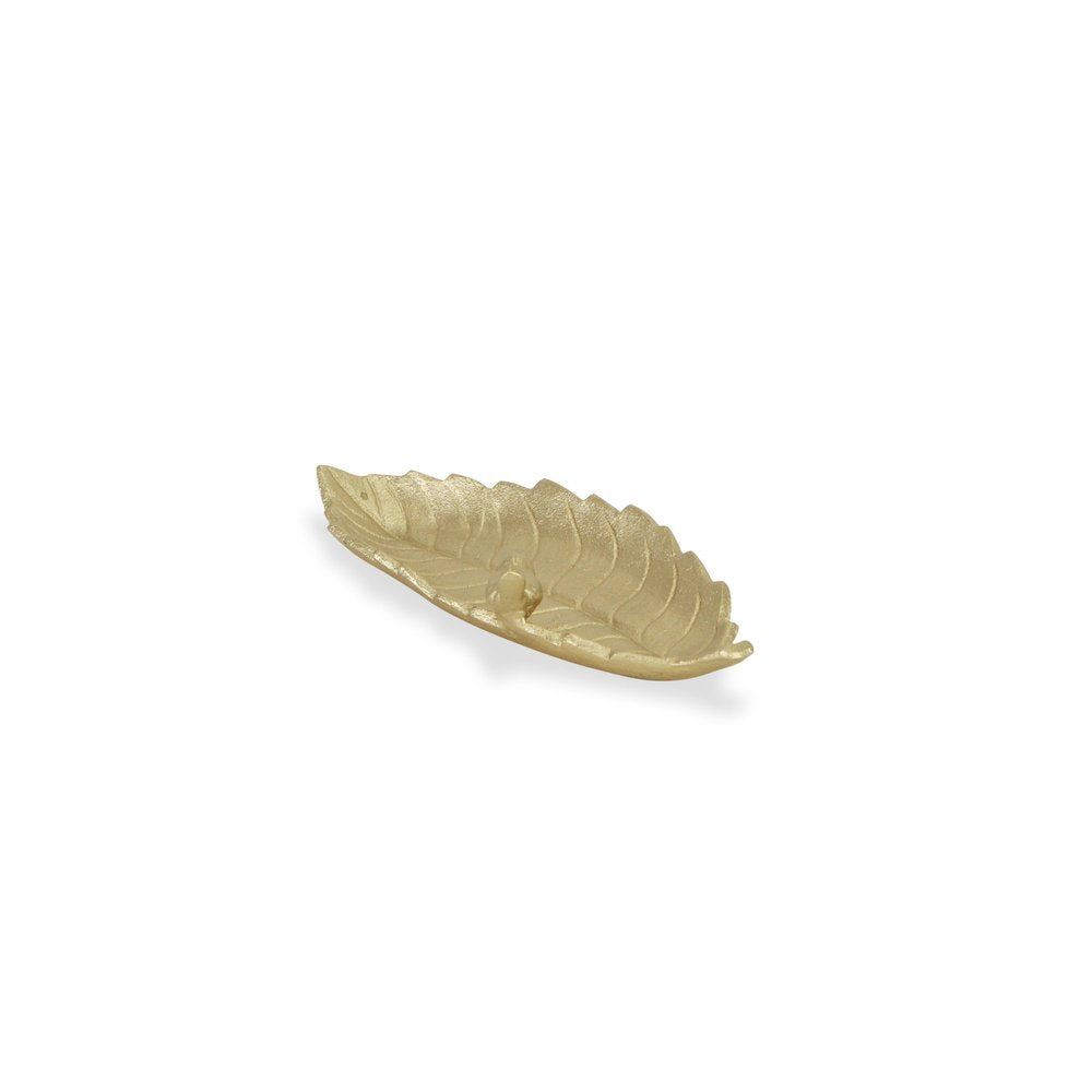 10" Gold Cast Iron Leaf Vanity Tray HomeRoots