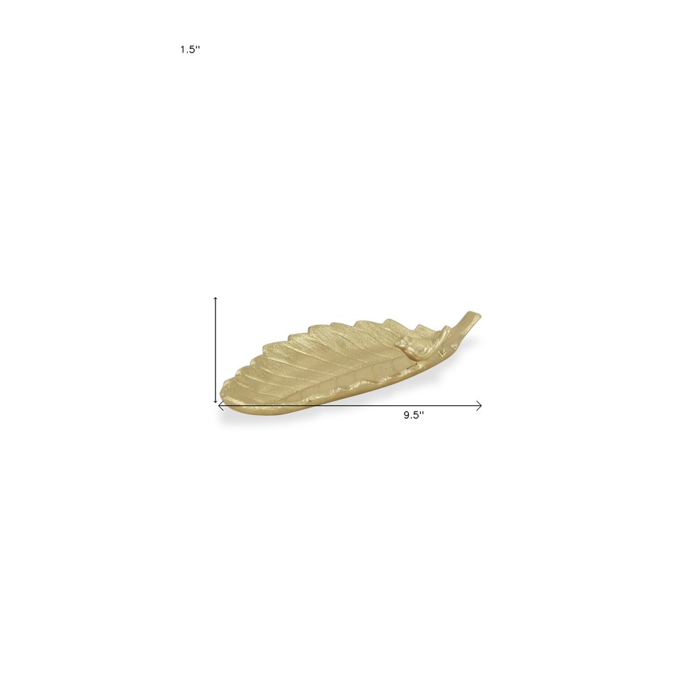 10" Gold Cast Iron Leaf Vanity Tray HomeRoots