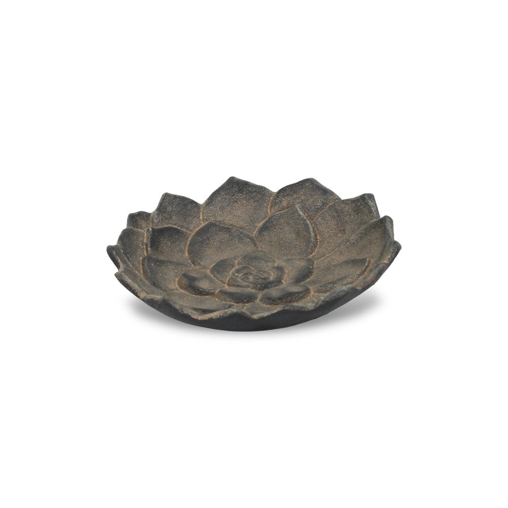 6" Black Lotus Flower Metal Handmade Tray HomeRoots