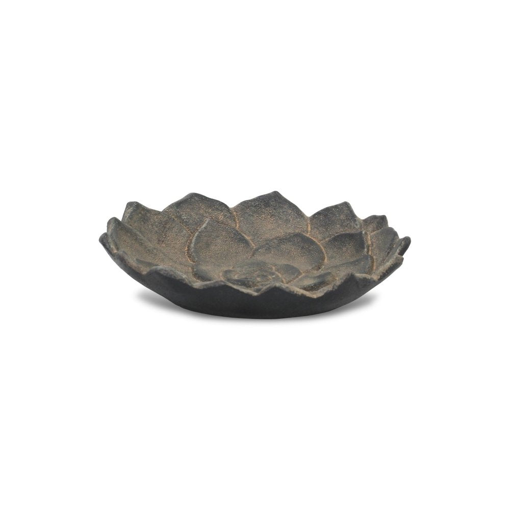 6" Black Lotus Flower Metal Handmade Tray HomeRoots
