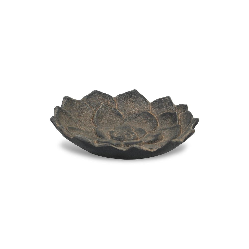 6" Black Lotus Flower Metal Handmade Tray HomeRoots
