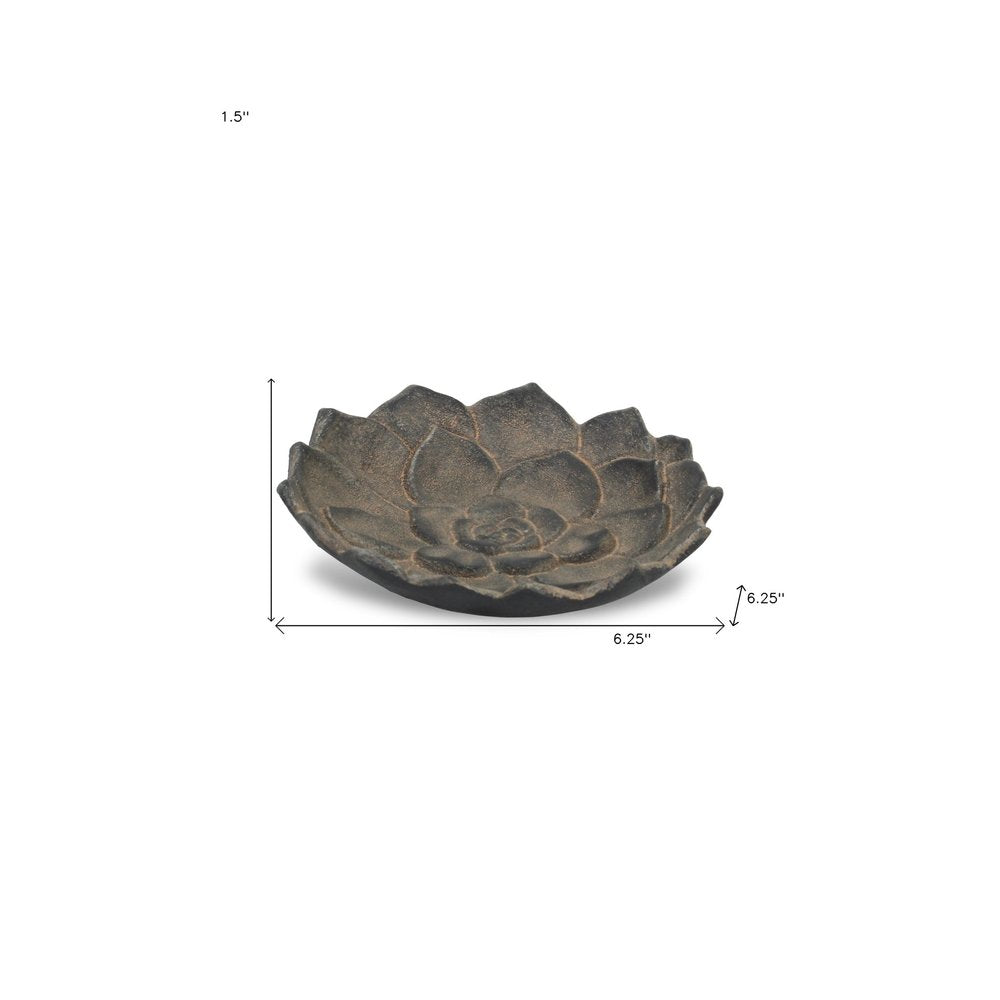 6" Black Lotus Flower Metal Handmade Tray HomeRoots