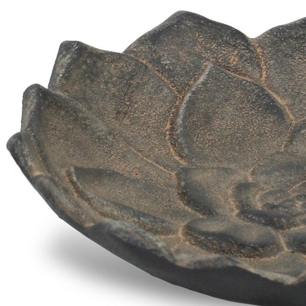 6" Black Lotus Flower Metal Handmade Tray HomeRoots