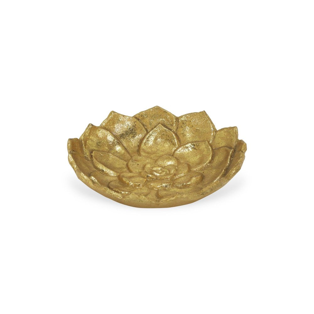 6" Gold Lotus Flower Metal Lotus Leaf Handmade Vanity Tray HomeRoots