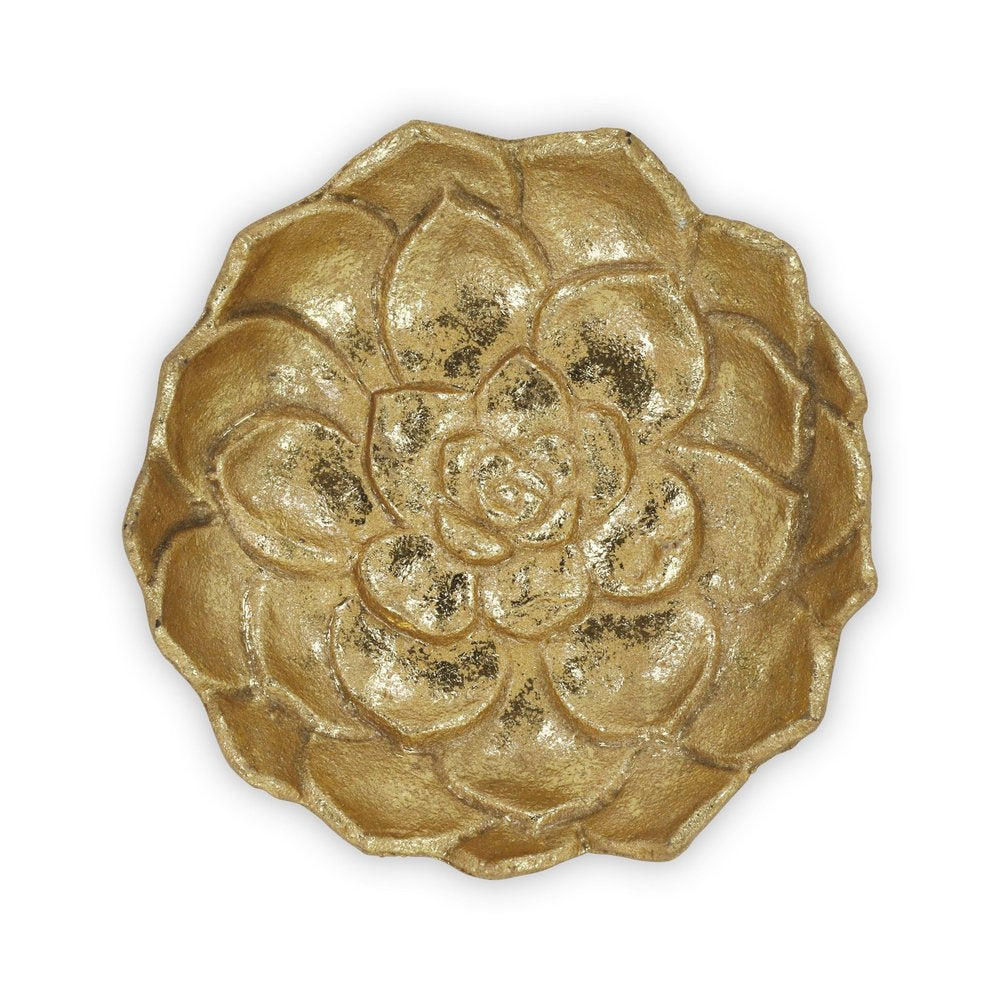 6" Gold Lotus Flower Metal Lotus Leaf Handmade Vanity Tray HomeRoots