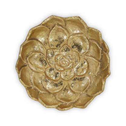 6" Gold Lotus Flower Metal Lotus Leaf Handmade Vanity Tray HomeRoots