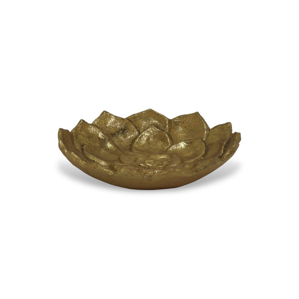 6" Gold Lotus Flower Metal Lotus Leaf Handmade Vanity Tray HomeRoots