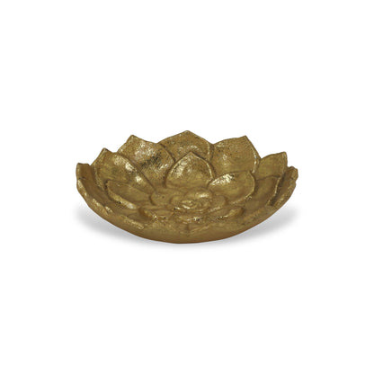 6" Gold Lotus Flower Metal Lotus Leaf Handmade Vanity Tray