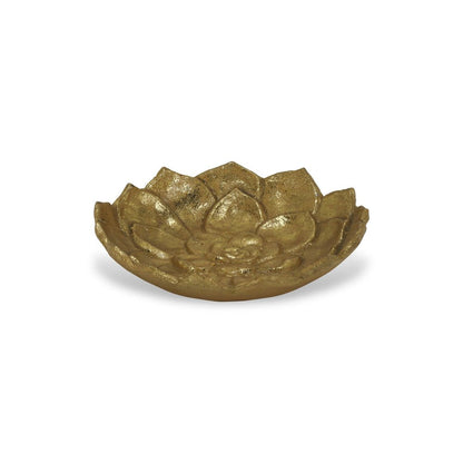 6" Gold Lotus Flower Metal Lotus Leaf Handmade Vanity Tray HomeRoots