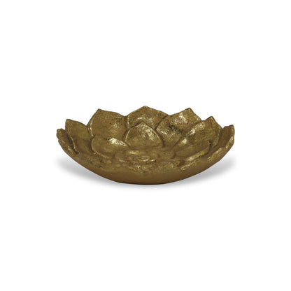 6" Gold Lotus Flower Metal Lotus Leaf Handmade Vanity Tray