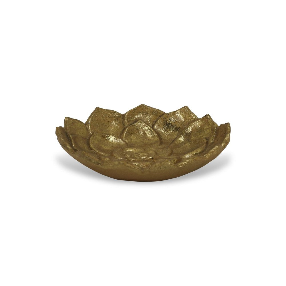 6" Gold Lotus Flower Metal Lotus Leaf Handmade Vanity Tray HomeRoots