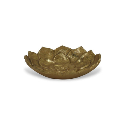 6" Gold Lotus Flower Metal Lotus Leaf Handmade Vanity Tray HomeRoots