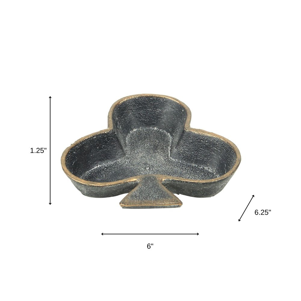 6" Black and Gold Club Cast Iron Vanity Tray HomeRoots