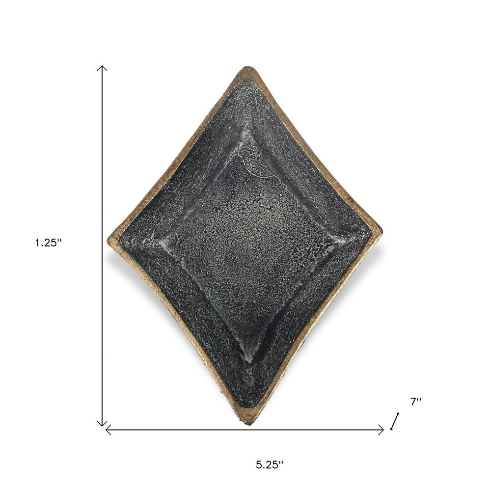 5" Black Cast Iron Diamond Square Bowl HomeRoots