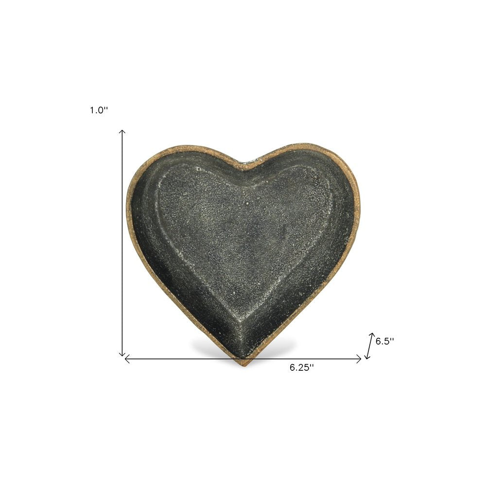 6" Black Heart Metal Heart Handmade Vanity Tray HomeRoots