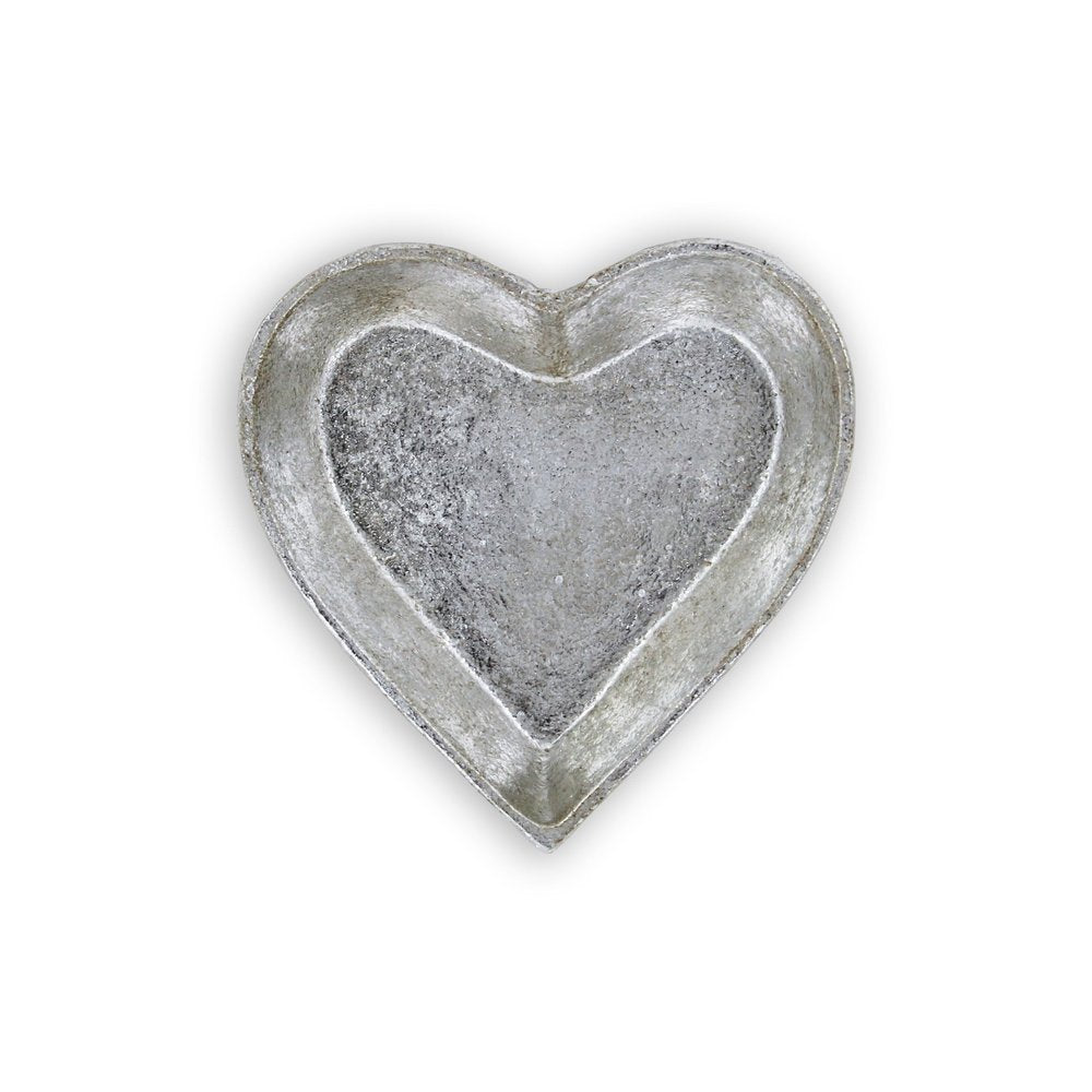 7" Silver Heart Cast Iron Handmade Vanity Tray HomeRoots