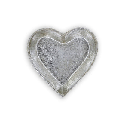 7" Silver Heart Cast Iron Handmade Vanity Tray HomeRoots