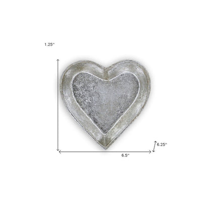 7" Silver Heart Cast Iron Handmade Vanity Tray HomeRoots