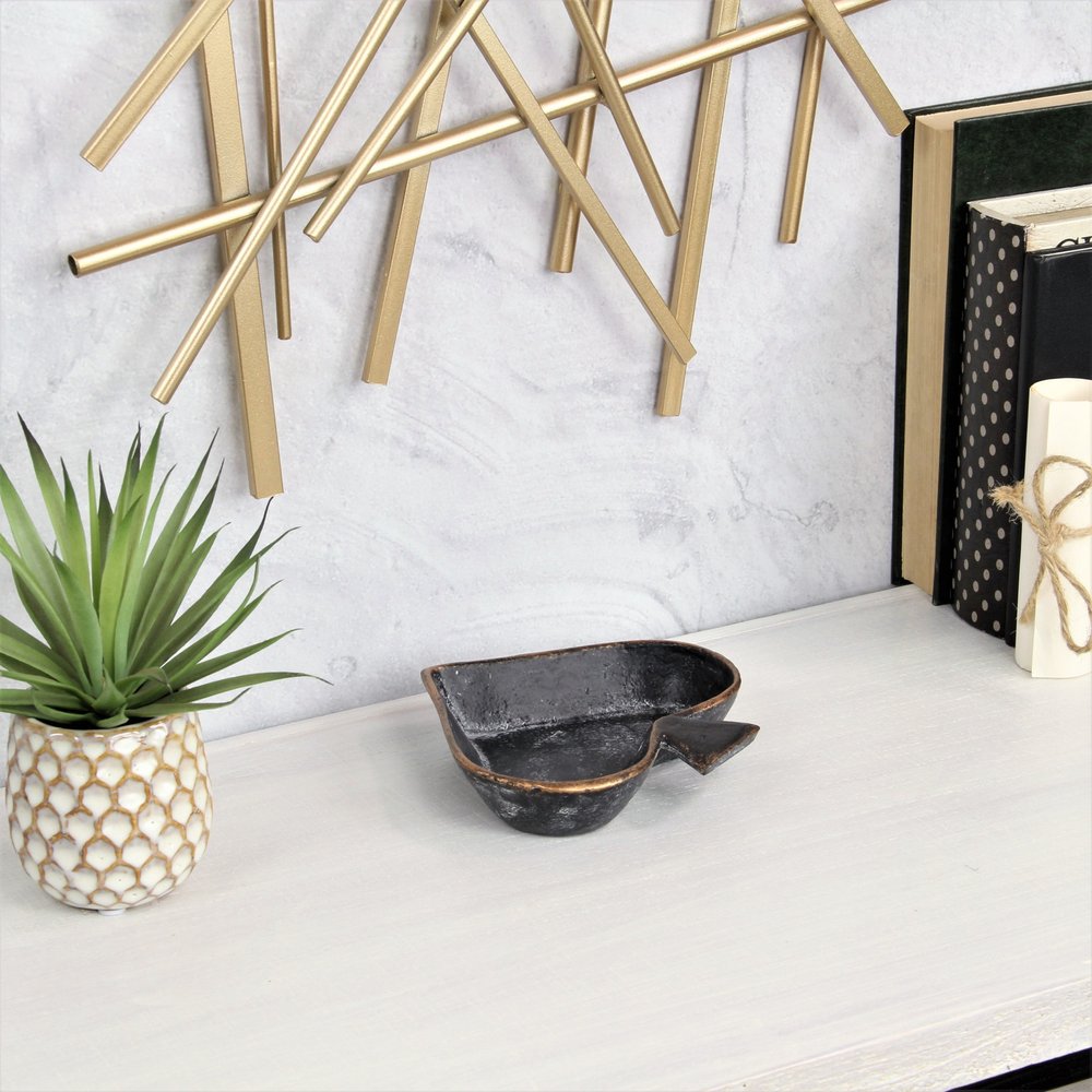 6" Black Novelty Cast Iron Handmade Vanity Tray HomeRoots