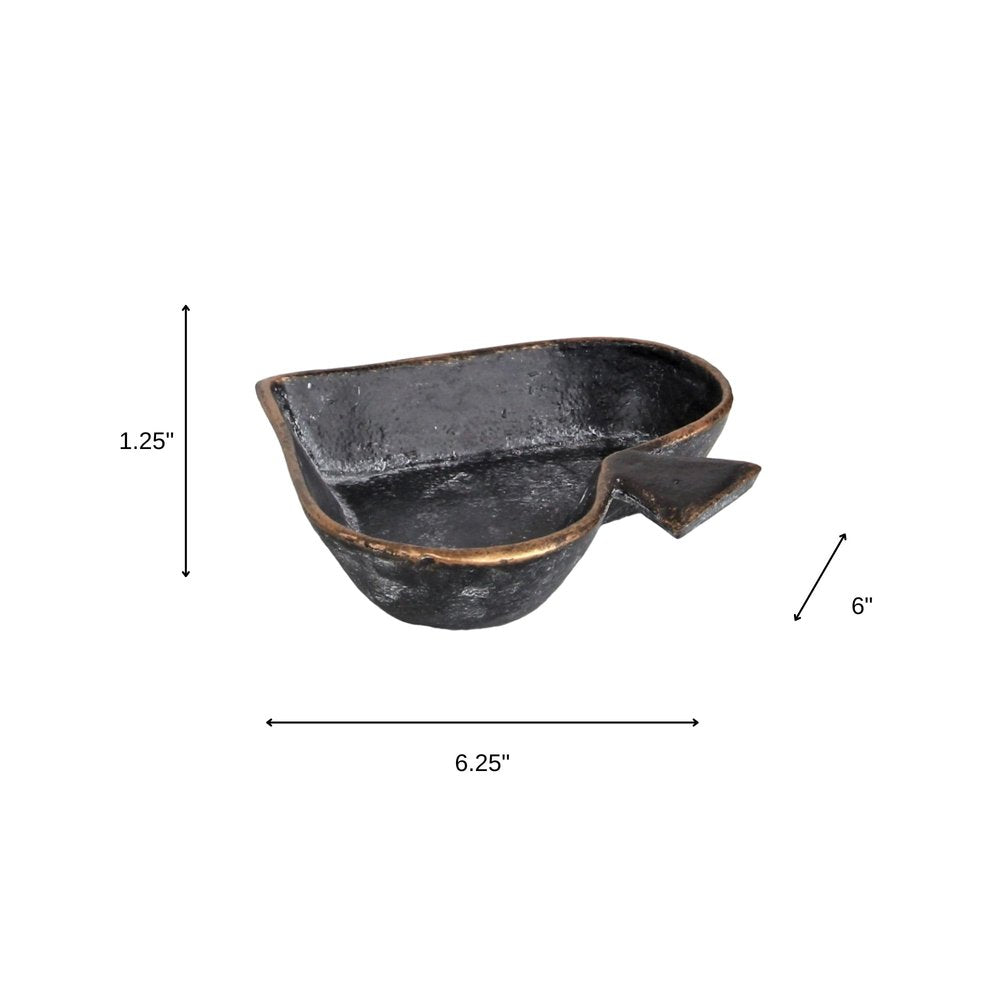 6" Black Ace Of Spades Cast Iron Handmade Vanity Tray HomeRoots