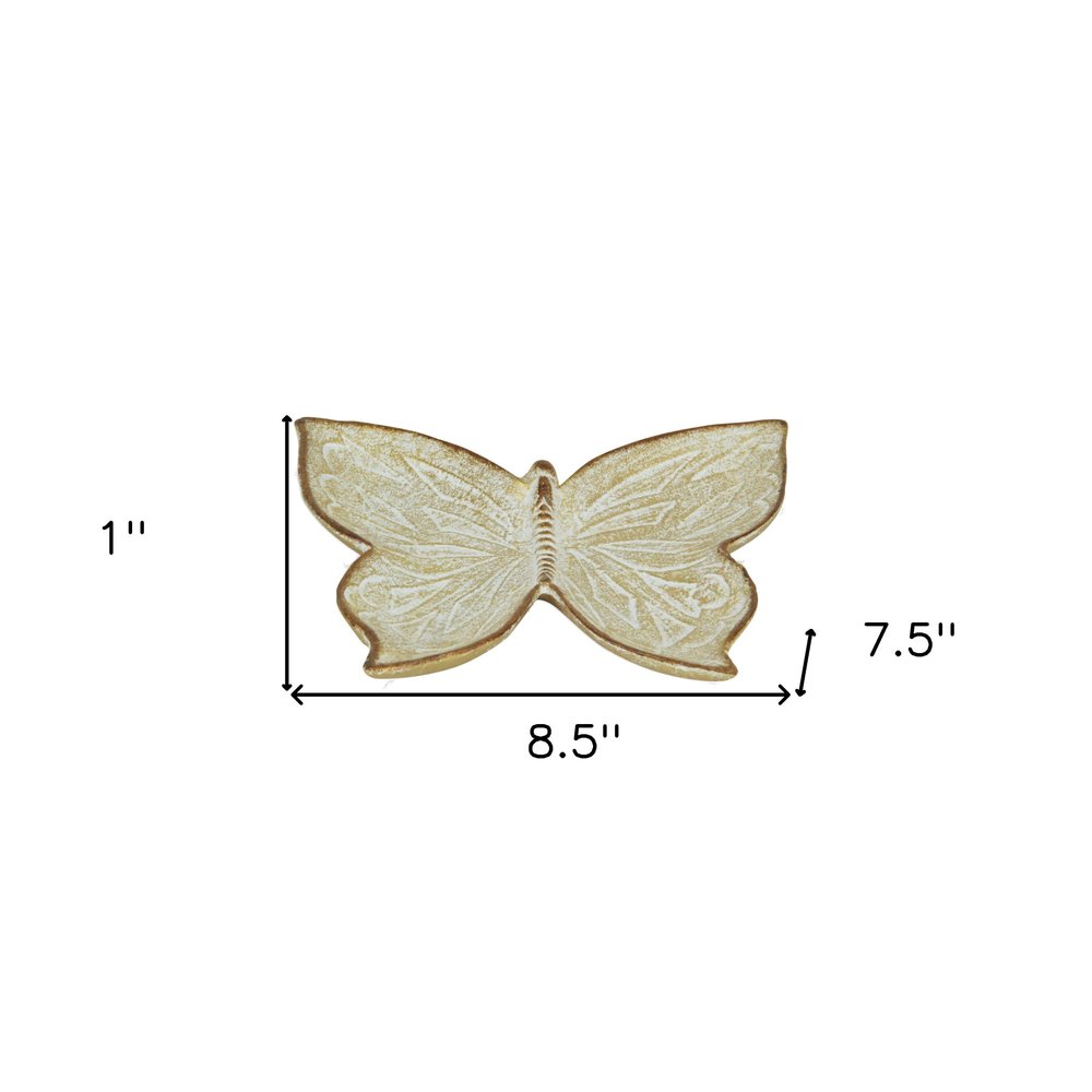 9" Gold Novelty Metal Handmade Tray HomeRoots