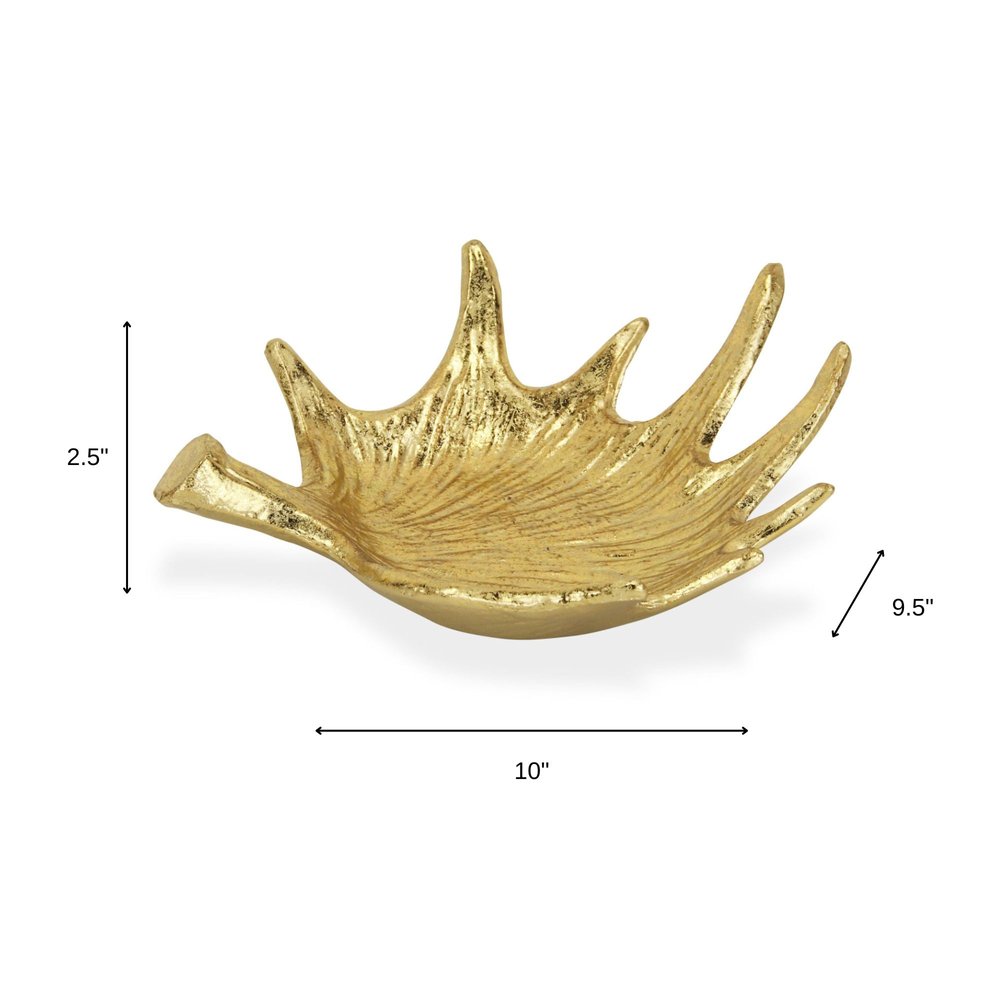 10" Gold Antler Cast Iron Vanity Tray HomeRoots