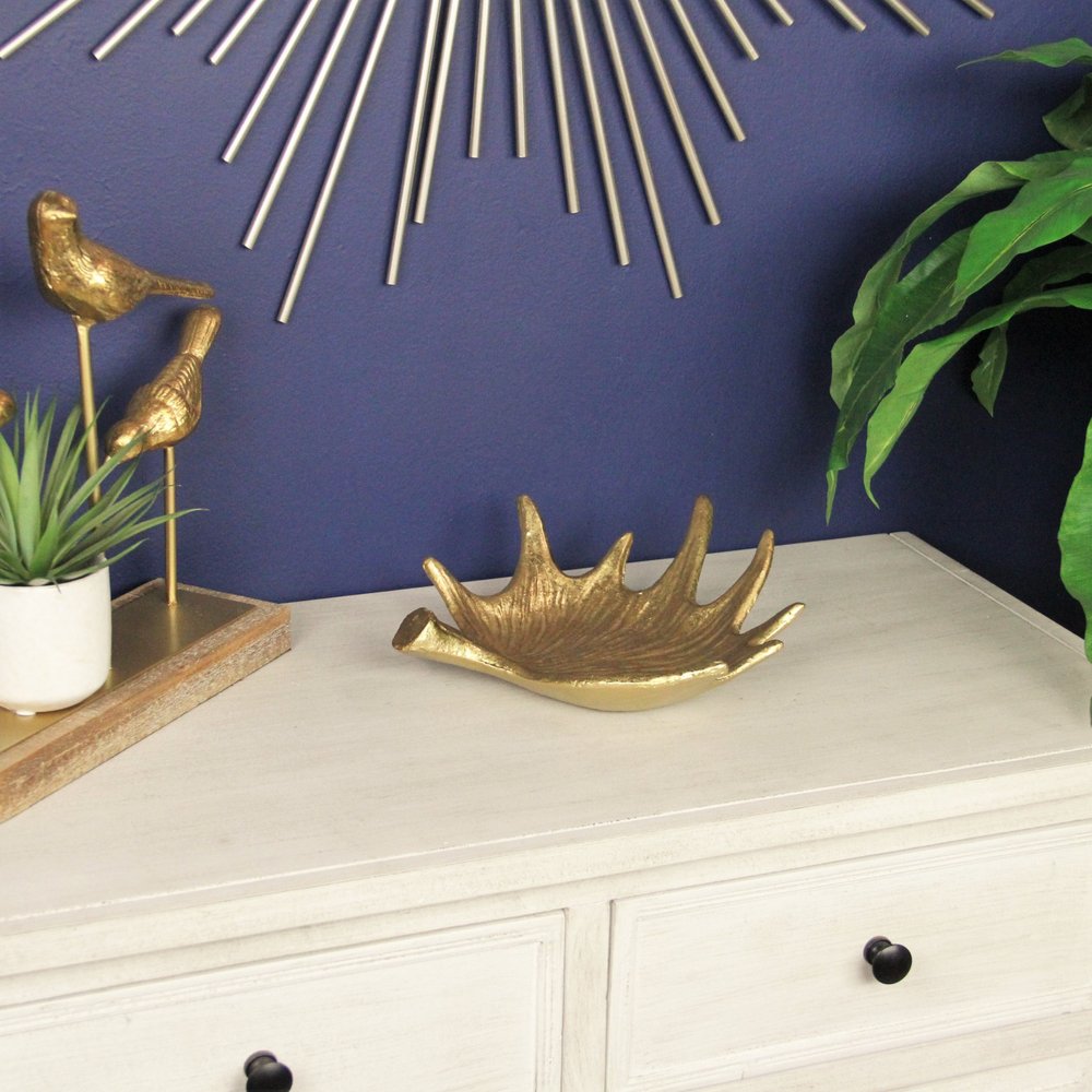 10" Gold Antler Cast Iron Vanity Tray HomeRoots