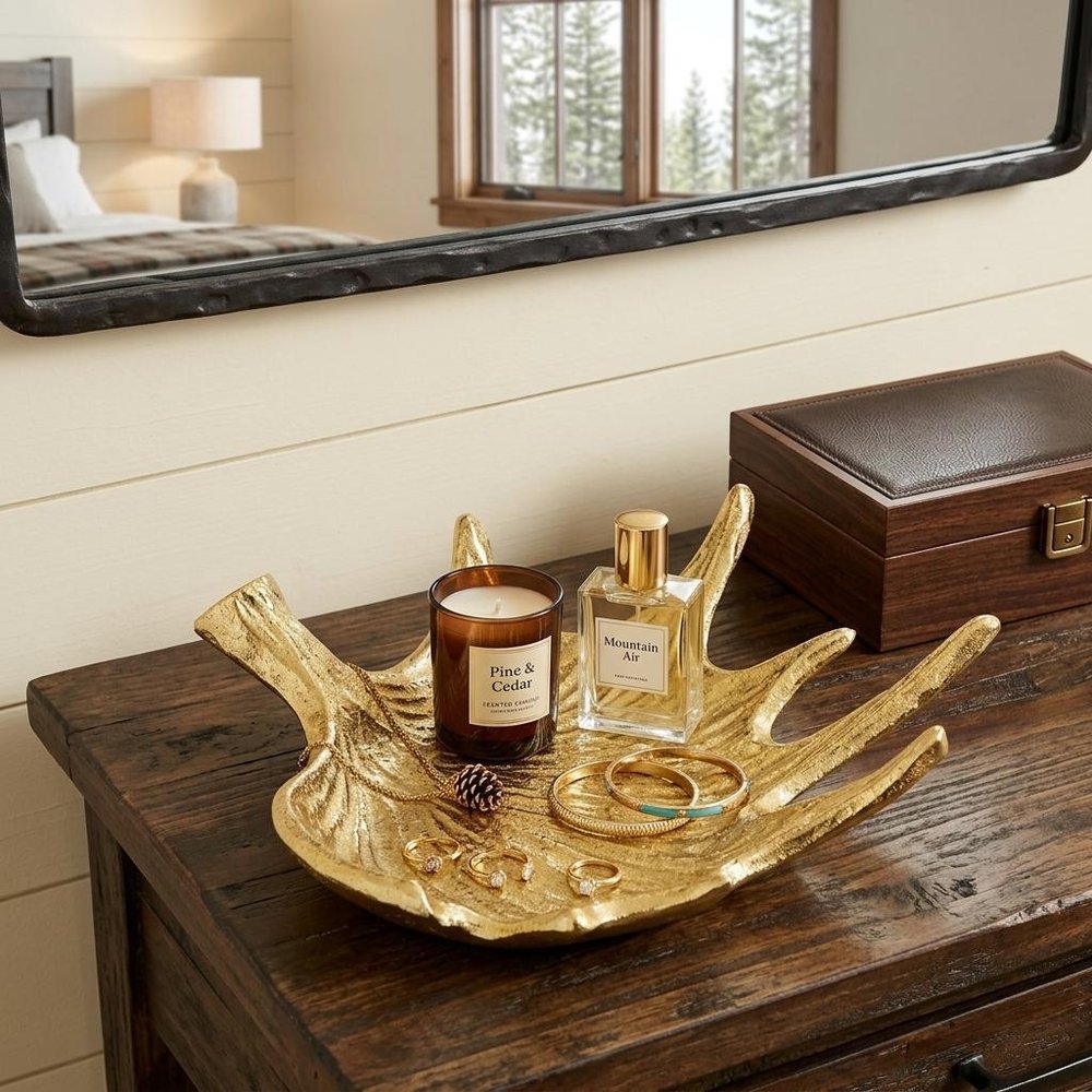 10" Gold Antler Cast Iron Vanity Tray HomeRoots
