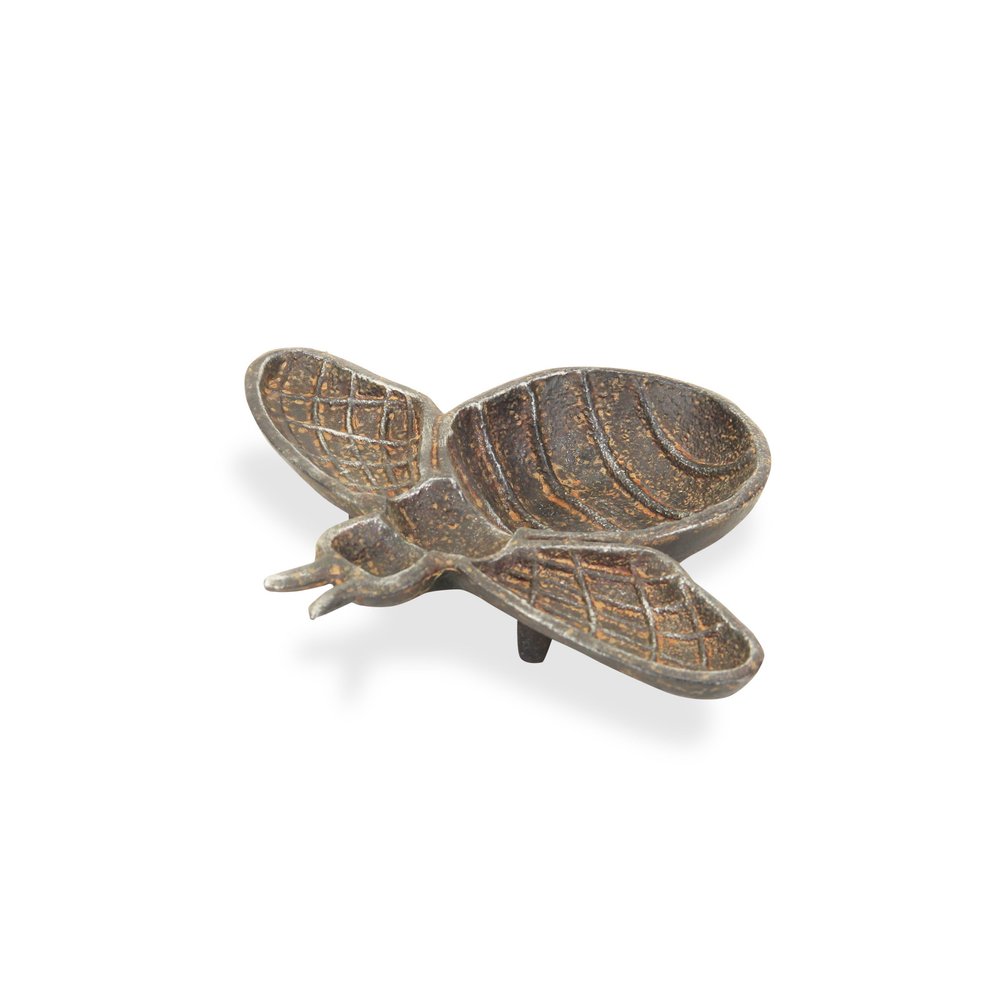 8" Gray Bumble Bee Metal Handmade Tray HomeRoots