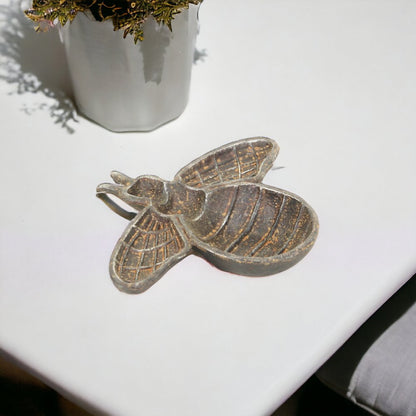 8" Gray Bumble Bee Metal Handmade Tray HomeRoots