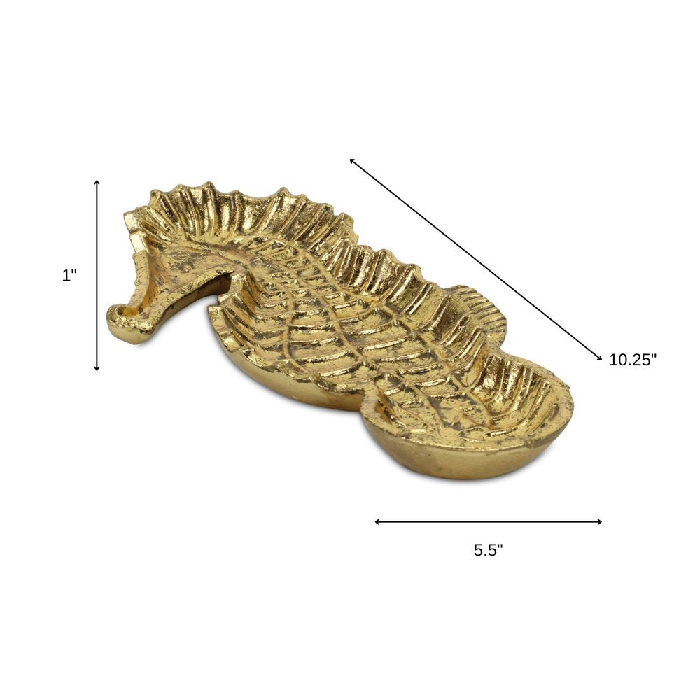10" Gold Sea Horse Cast Iron Vanity Tray — view 9