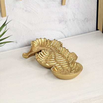 10" Gold Sea Horse Cast Iron Vanity Tray HomeRoots