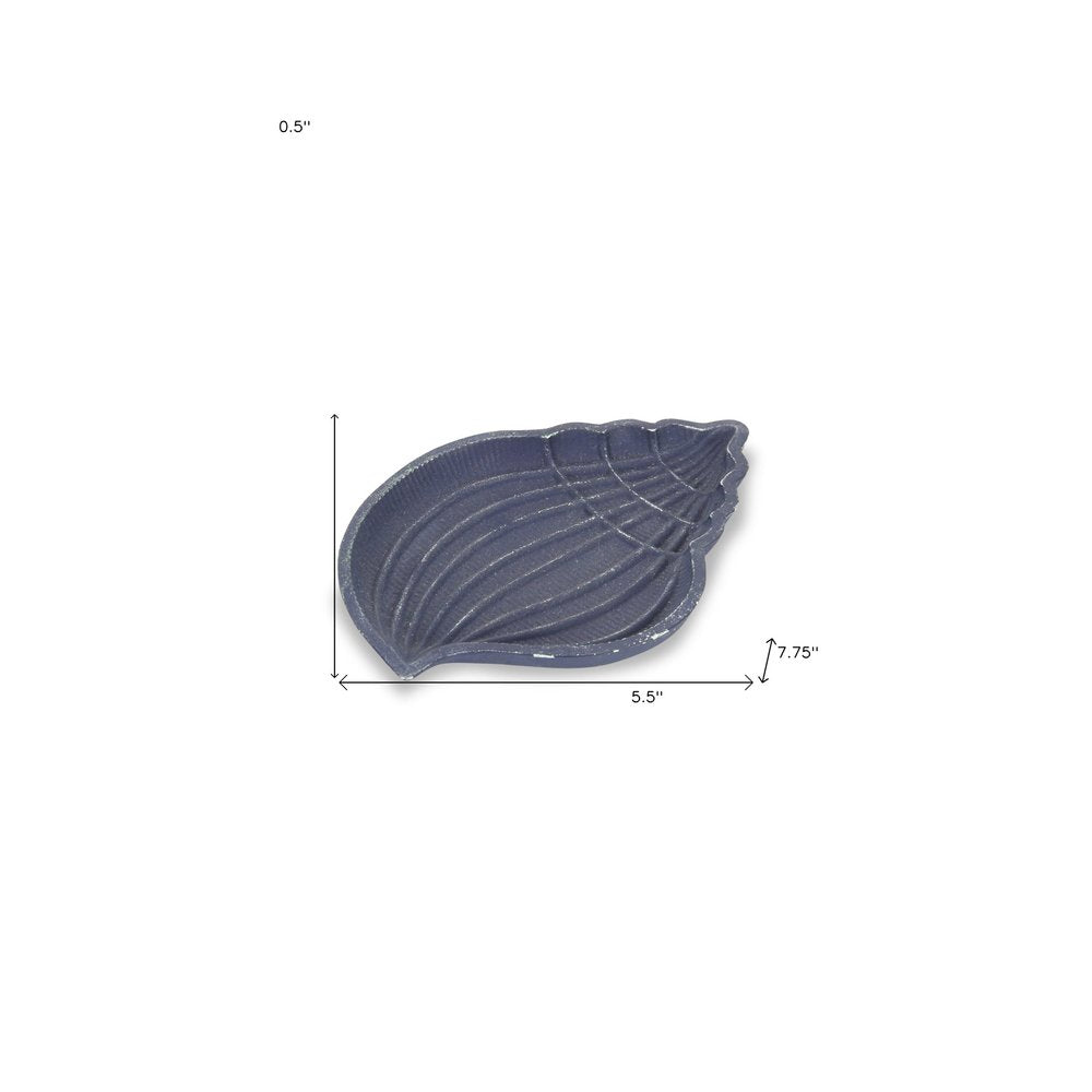 6" Blue Conch Shell Cast Iron Vanity Tray HomeRoots