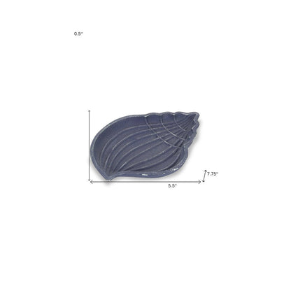 6" Blue Conch Shell Cast Iron Vanity Tray HomeRoots