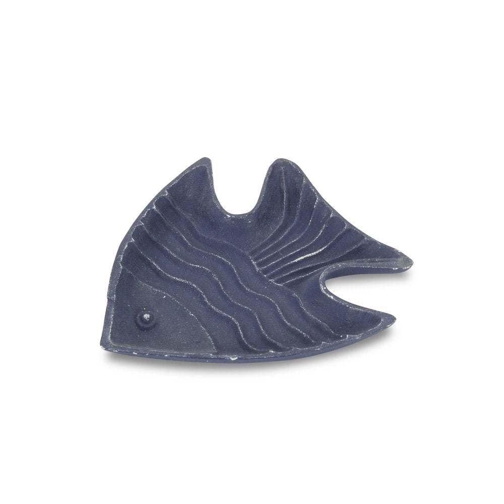 8" Blue Angel Fish Cast Iron Vanity Tray Tray HomeRoots