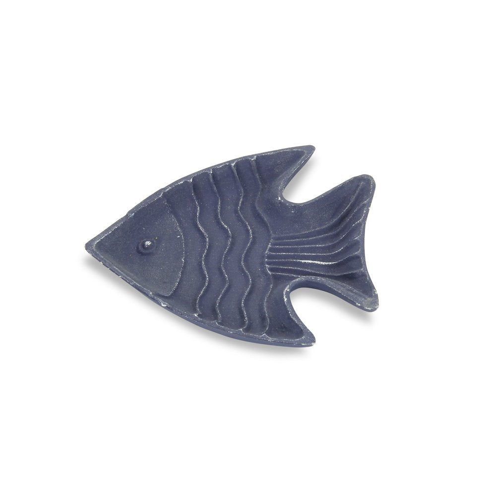 8" Blue Angel Fish Cast Iron Vanity Tray Tray HomeRoots