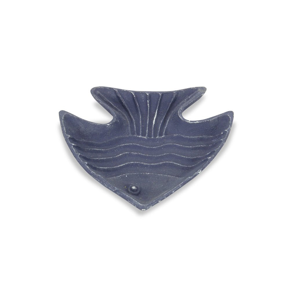 8" Blue Angel Fish Cast Iron Vanity Tray Tray HomeRoots