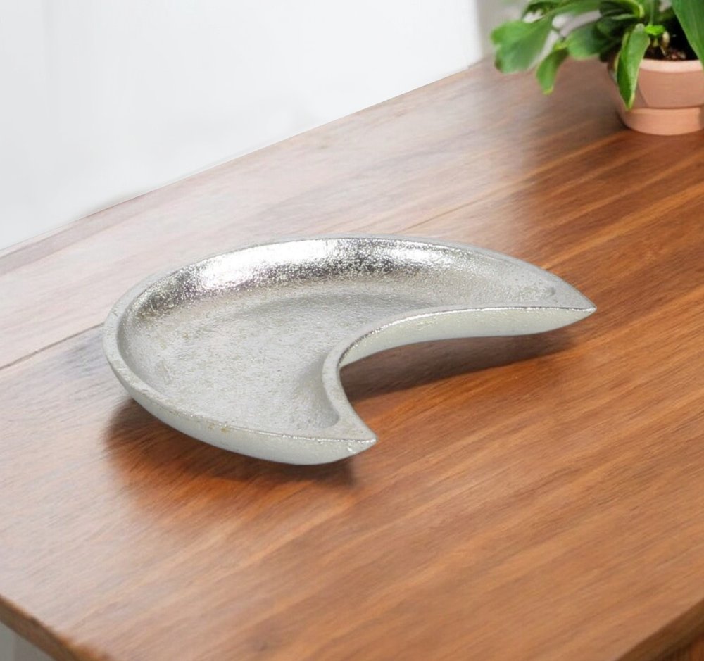 7" Silver Crescent Cast Iron Vanity Tray HomeRoots