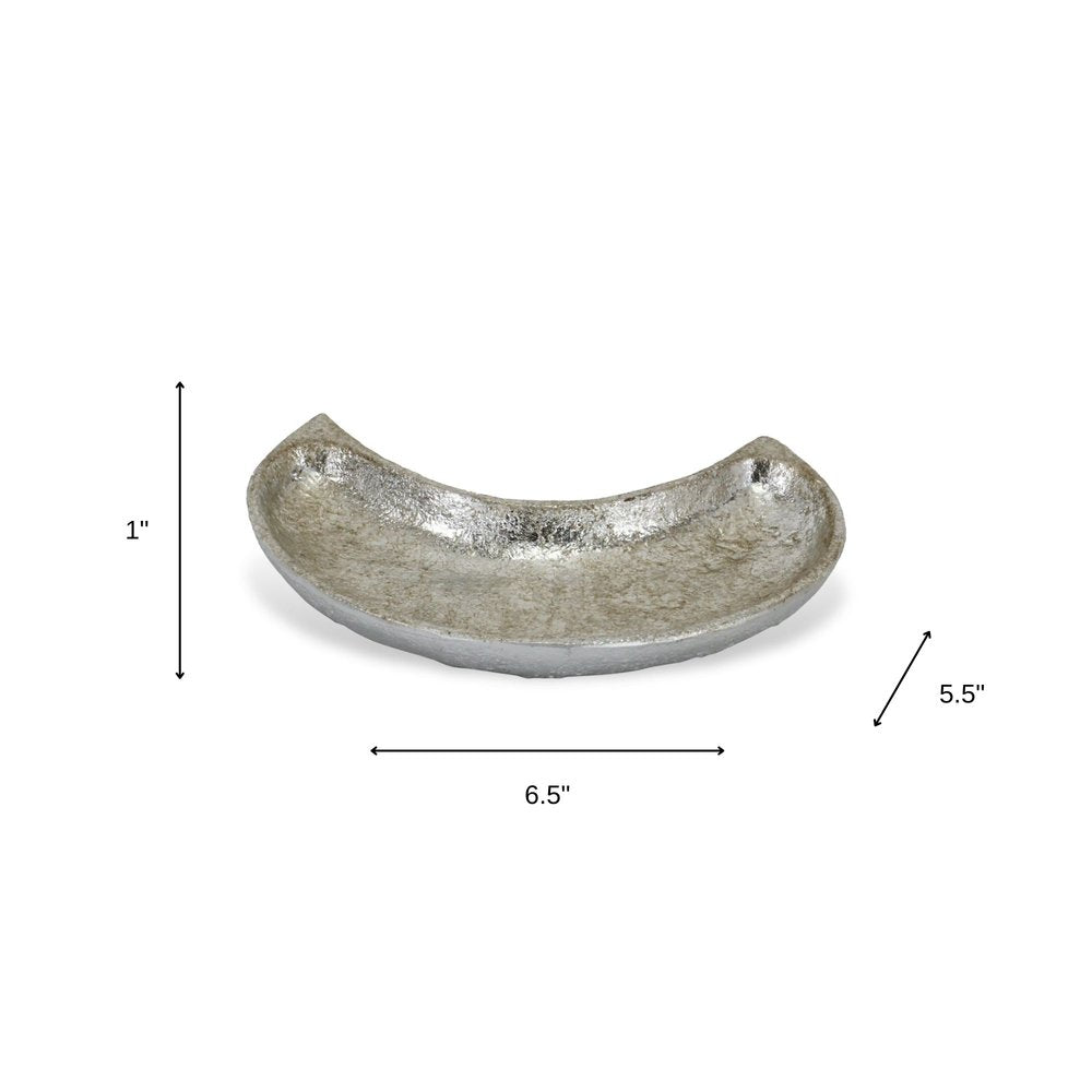 7" Silver Crescent Cast Iron Vanity Tray HomeRoots