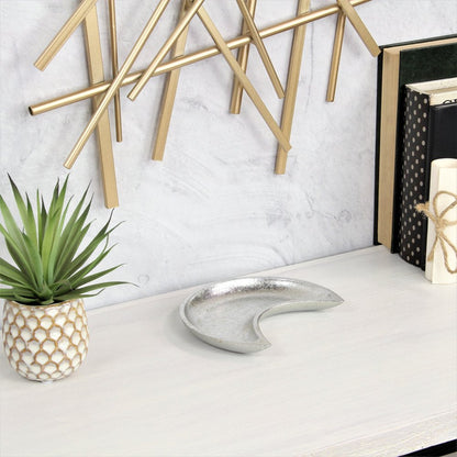 7" Silver Crescent Cast Iron Vanity Tray HomeRoots