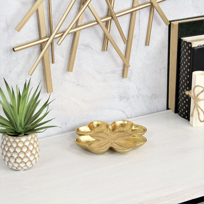 7" Gold Shamrock Metal Handmade Vanity Tray HomeRoots