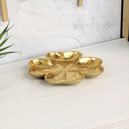 7" Gold Shamrock Metal Handmade Vanity Tray HomeRoots