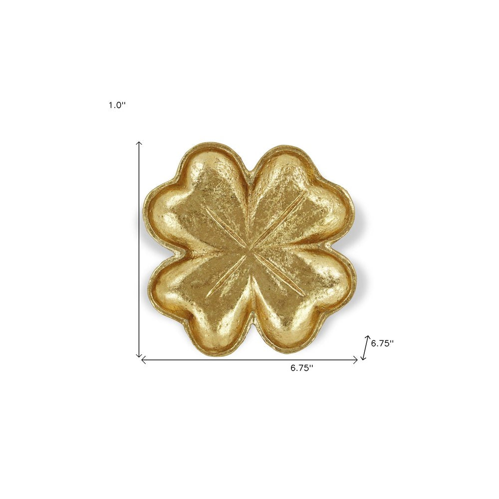 7" Gold Shamrock Metal Handmade Vanity Tray HomeRoots