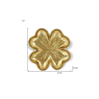 7" Gold Shamrock Metal Handmade Vanity Tray HomeRoots
