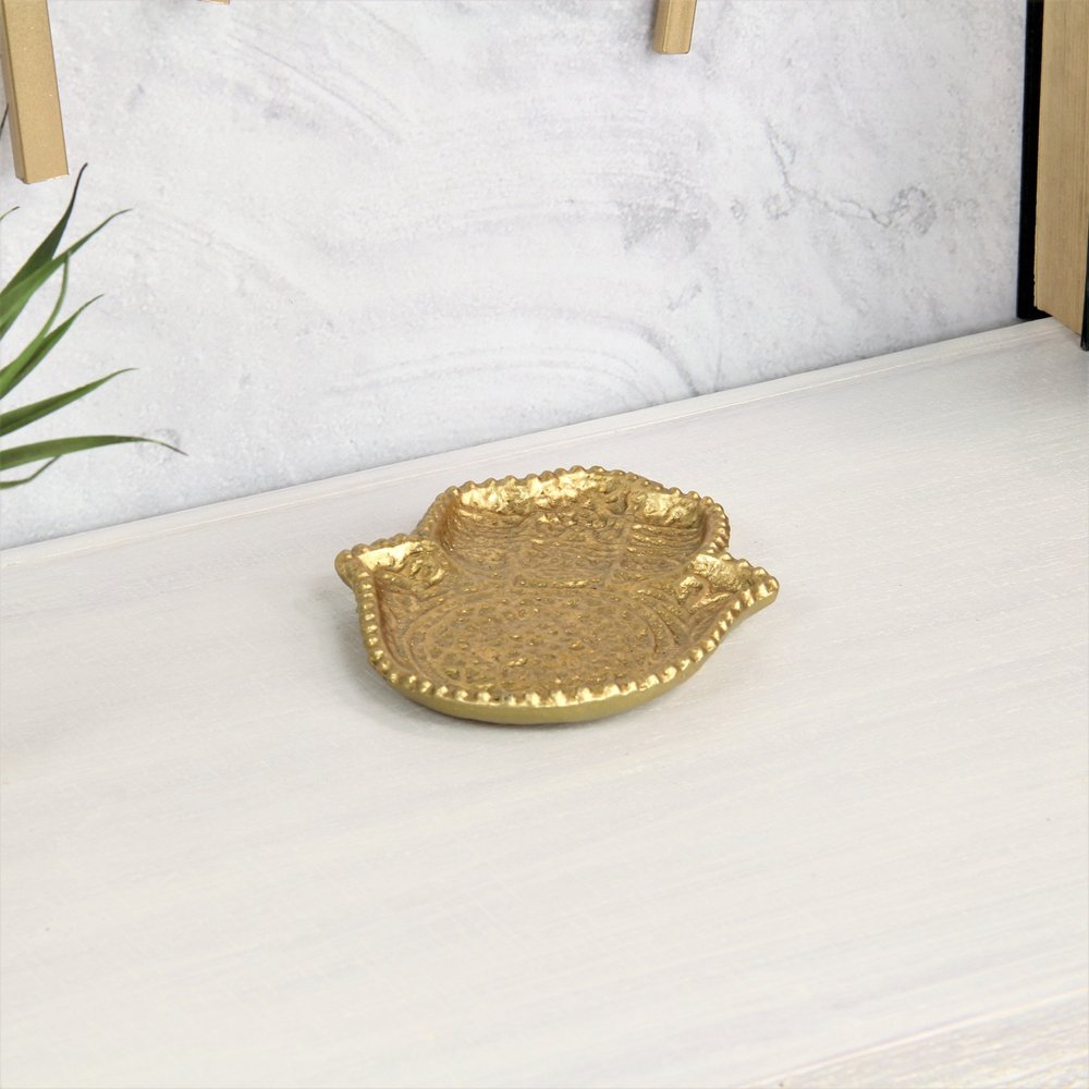 5" Gold Novelty Metal Handmade Tray HomeRoots