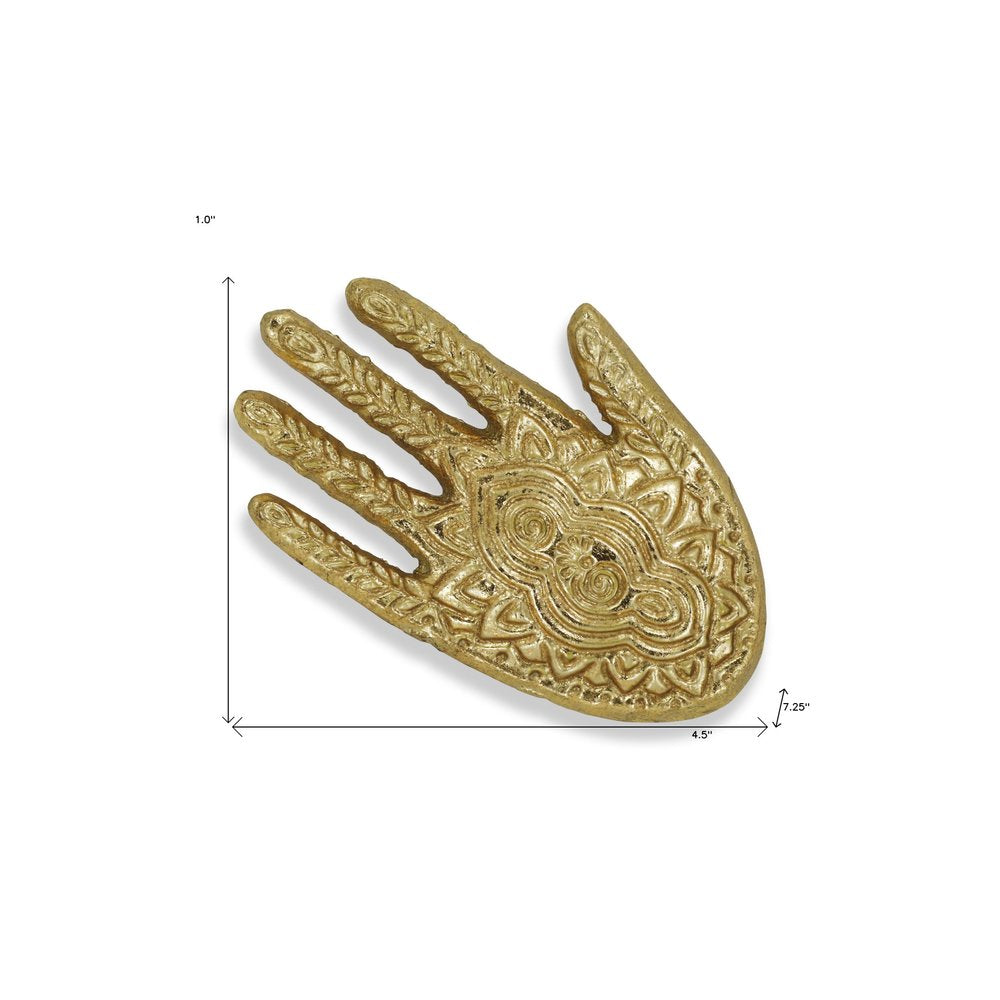 5" Gold Hamza Metal Handmade Tray HomeRoots