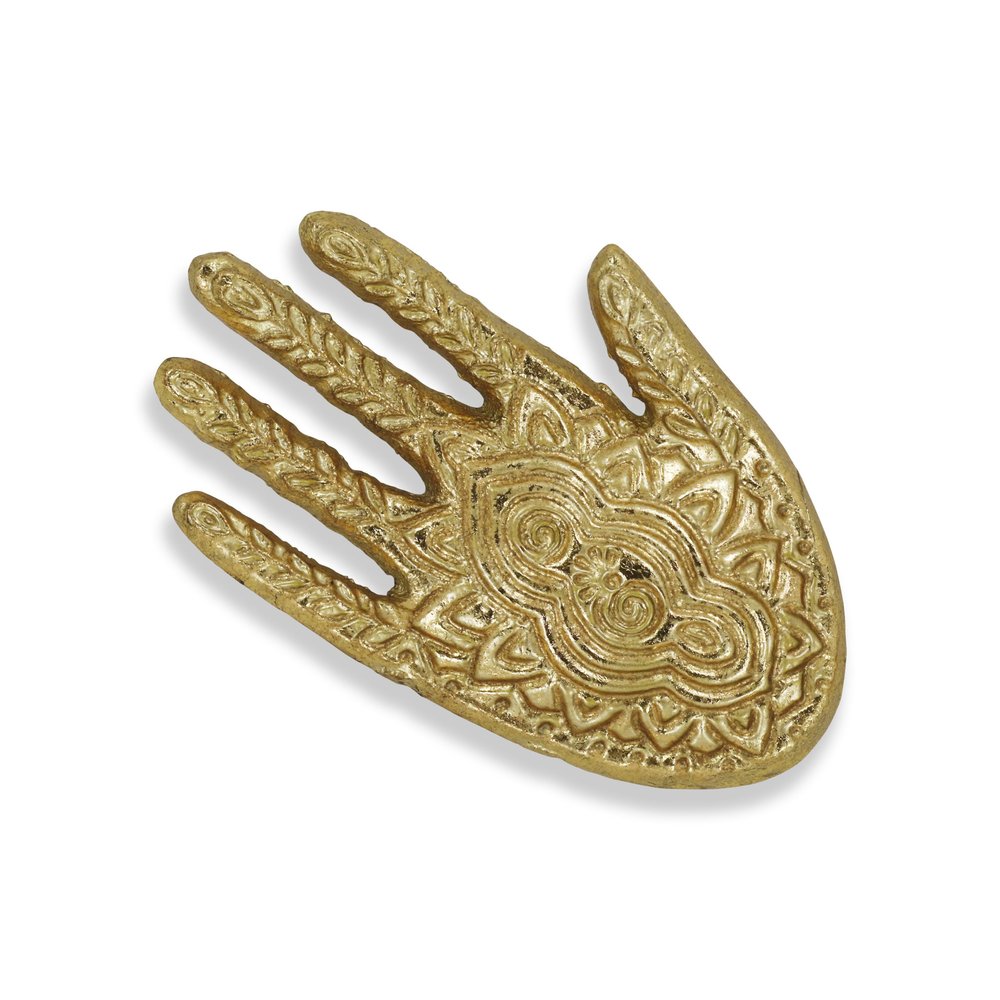5" Gold Hamza Metal Handmade Tray HomeRoots